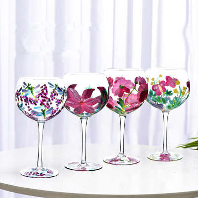 Garden Hand Painted Wine Glasses