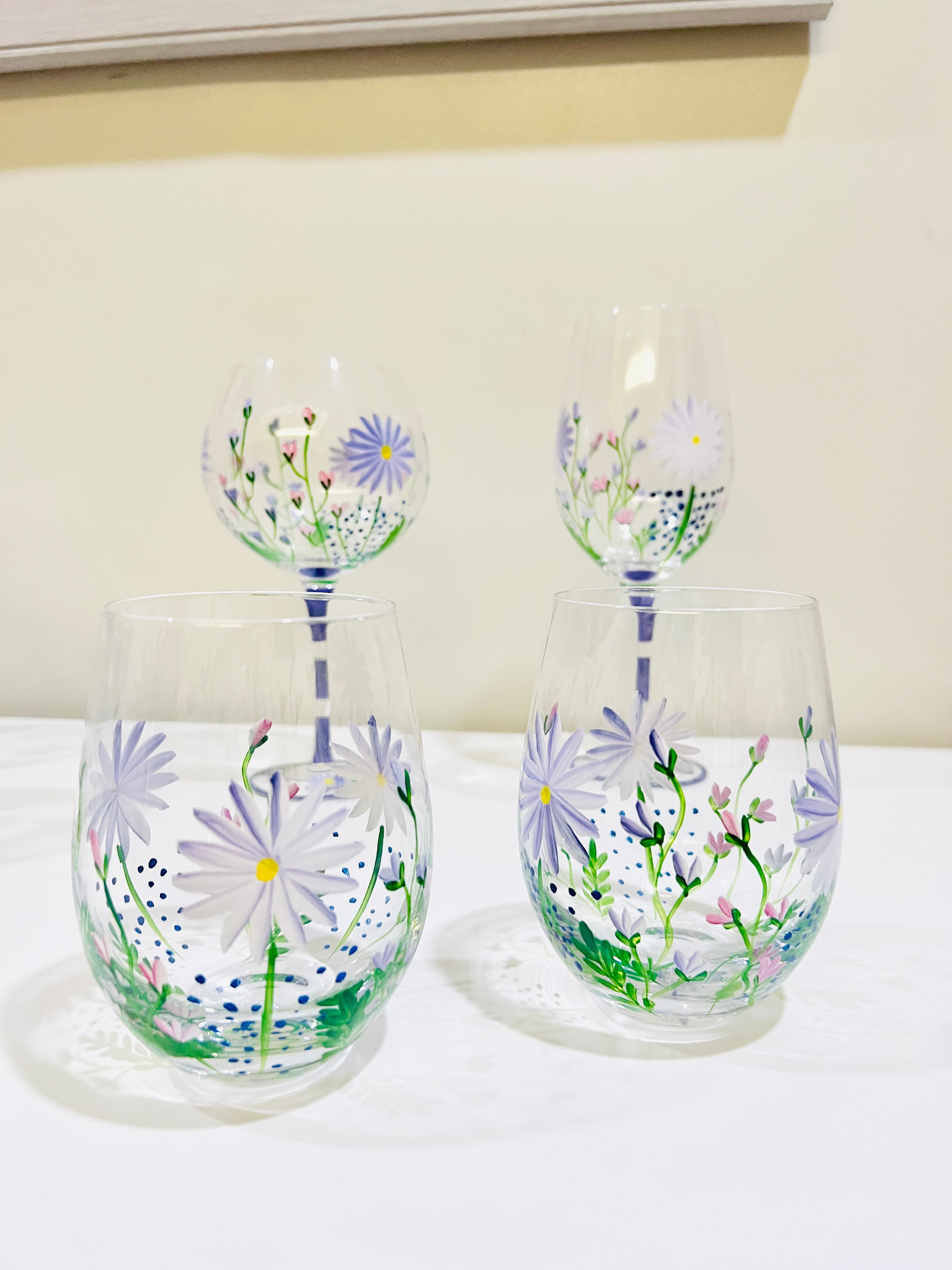 Margaret Hand Painted Glassware Set