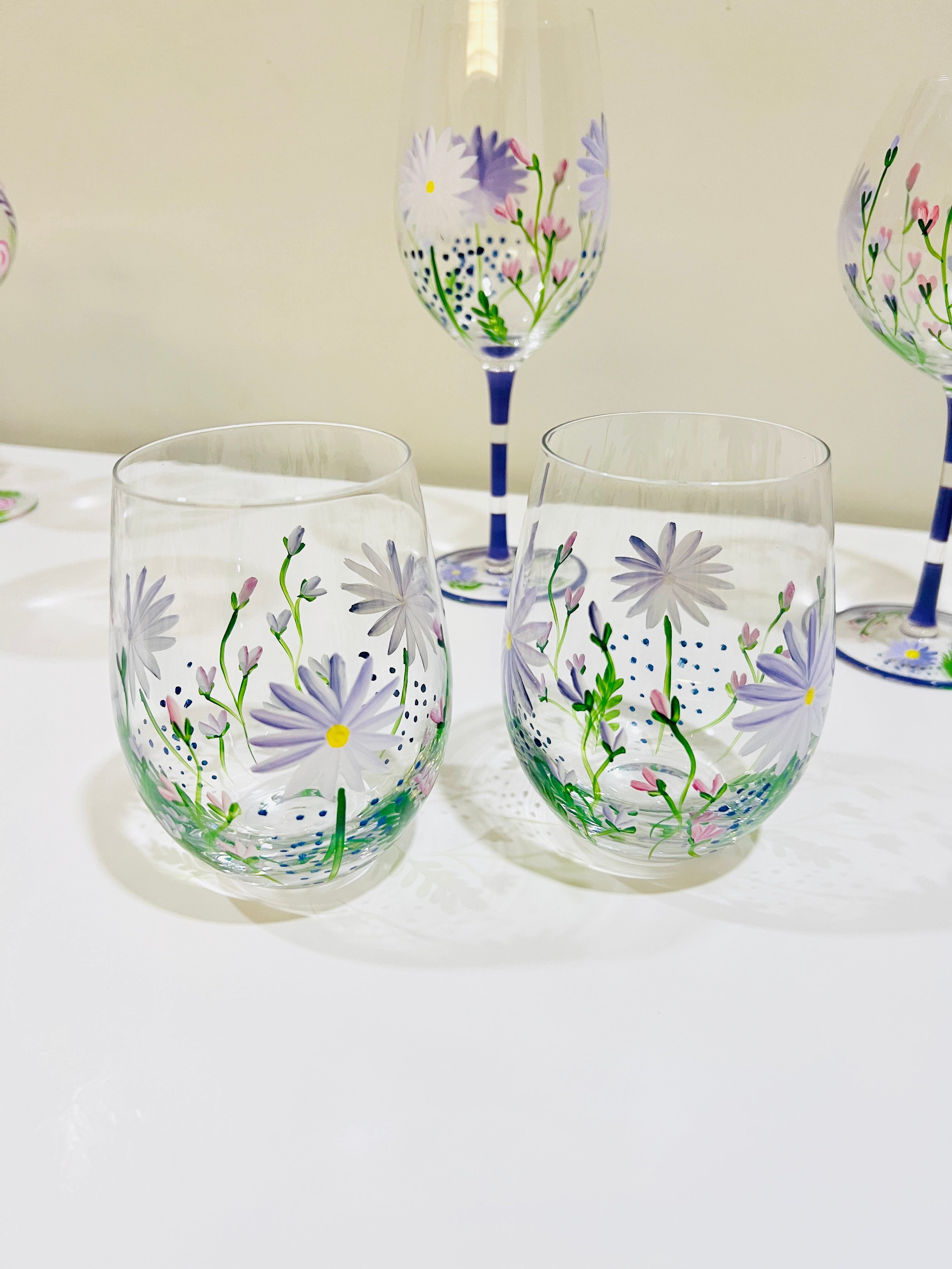 Margaret Hand Painted Glassware Set