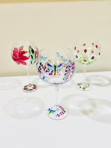 Garden Hand Painted Wine Glasses