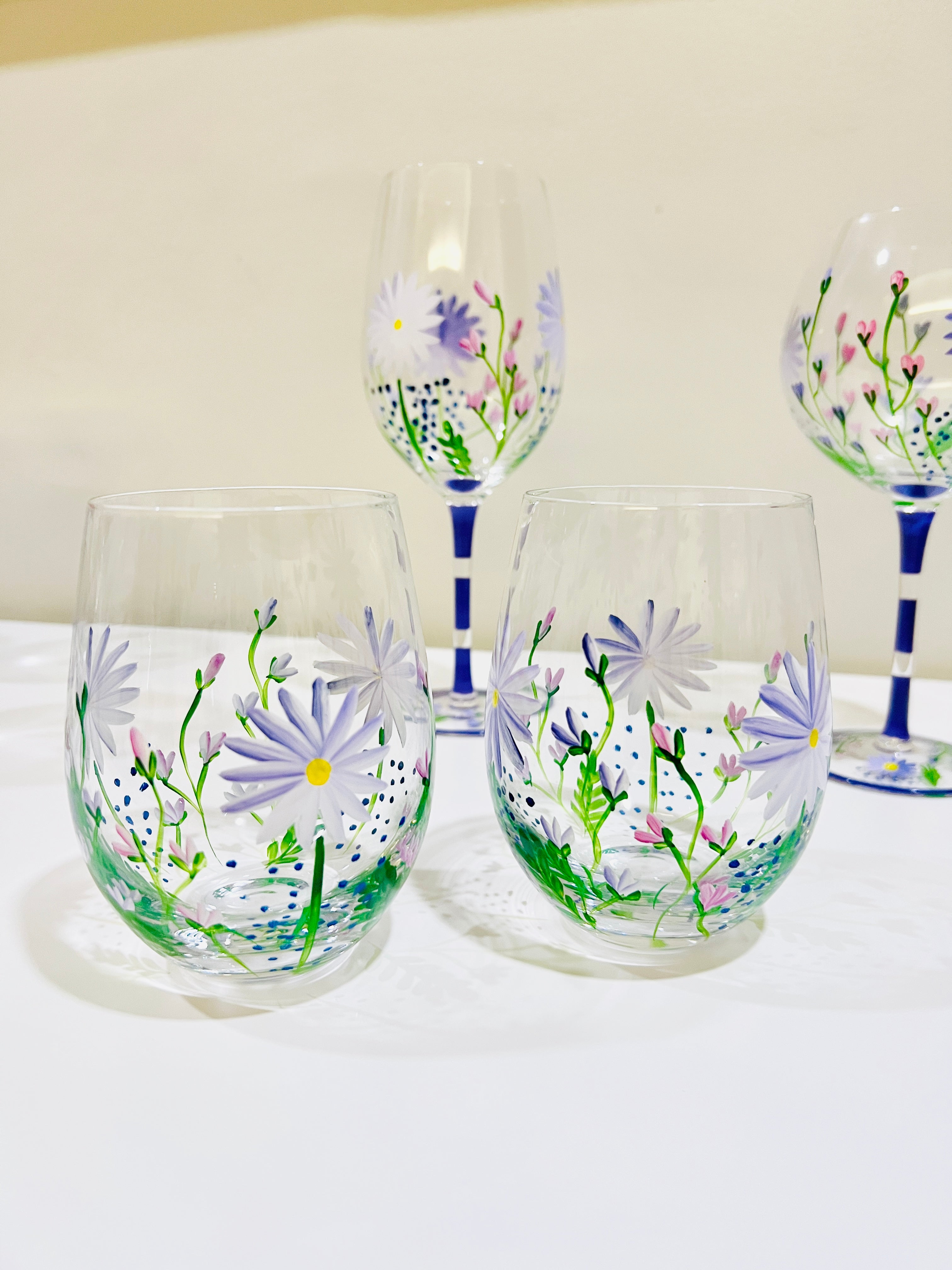 Margaret Hand Painted Glassware Set