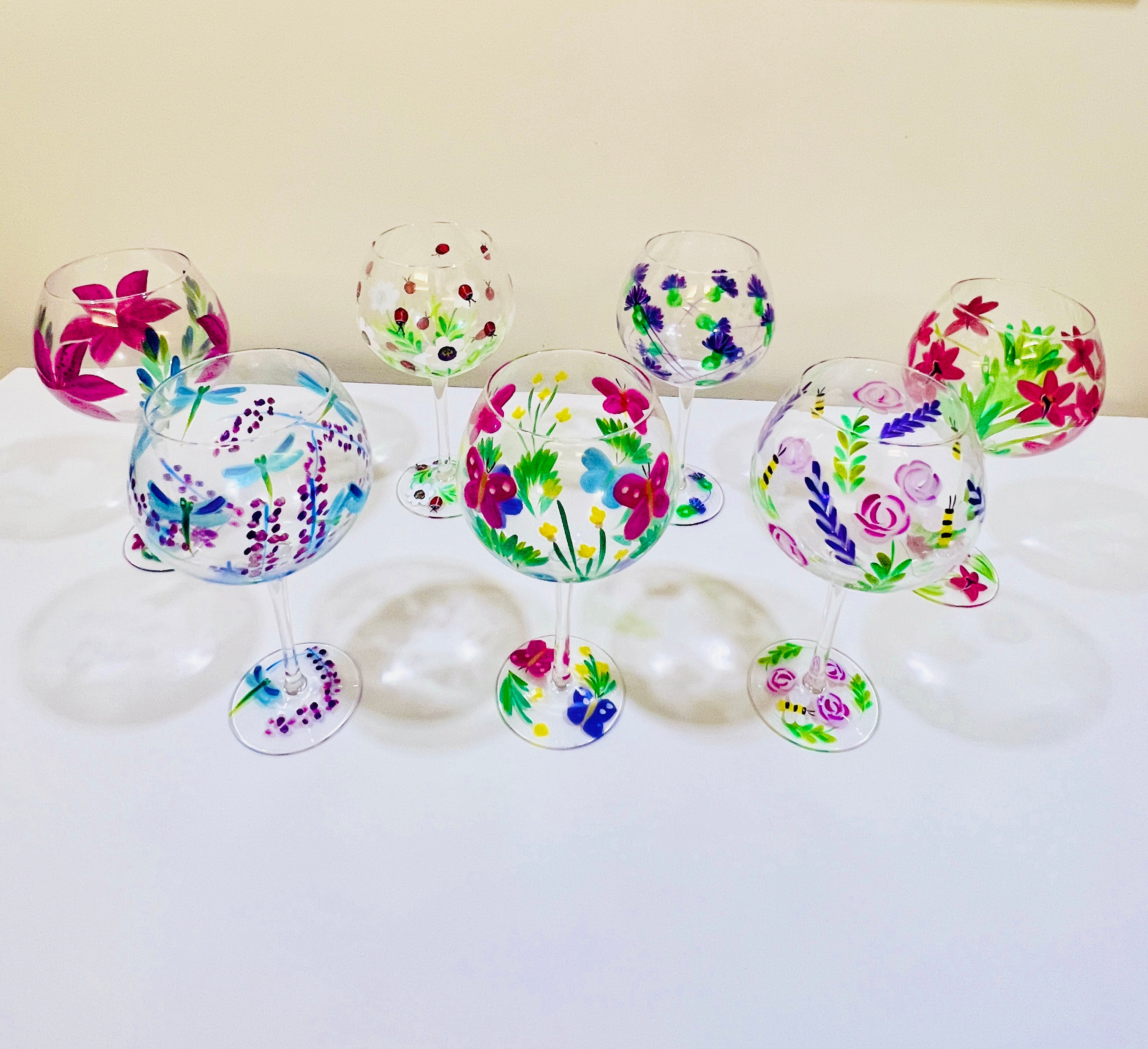 Garden Hand Painted Wine Glasses