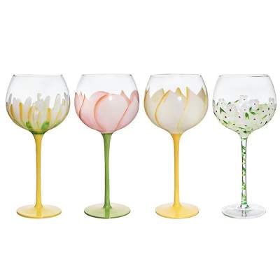 Pristine Hand Painted Wine Glasses