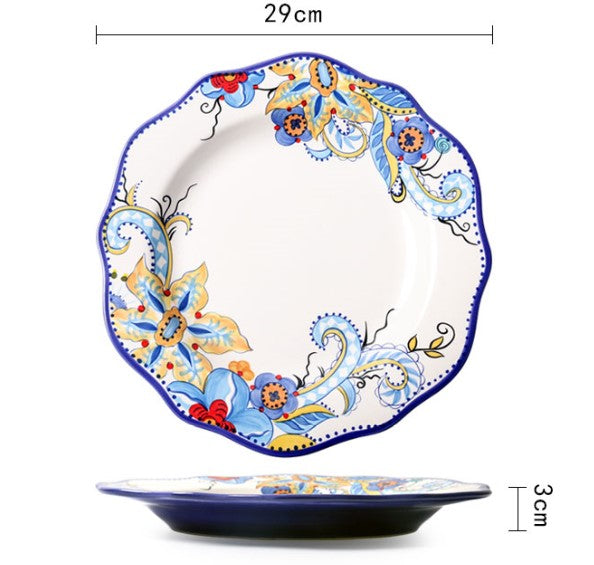 Oriental Pattern Dinner and Salad Plate Set