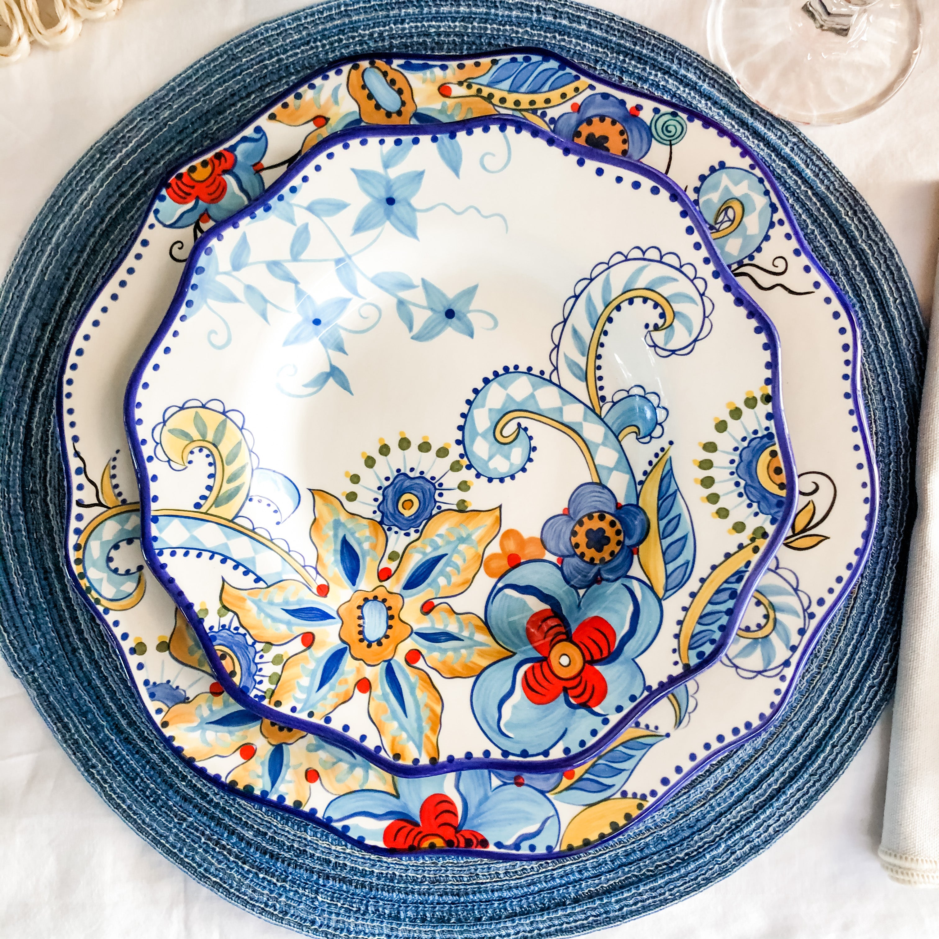 Oriental Pattern Dinner and Salad Plate Set