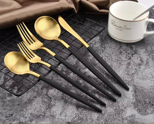 Carrie Black Gold Cutlery Set