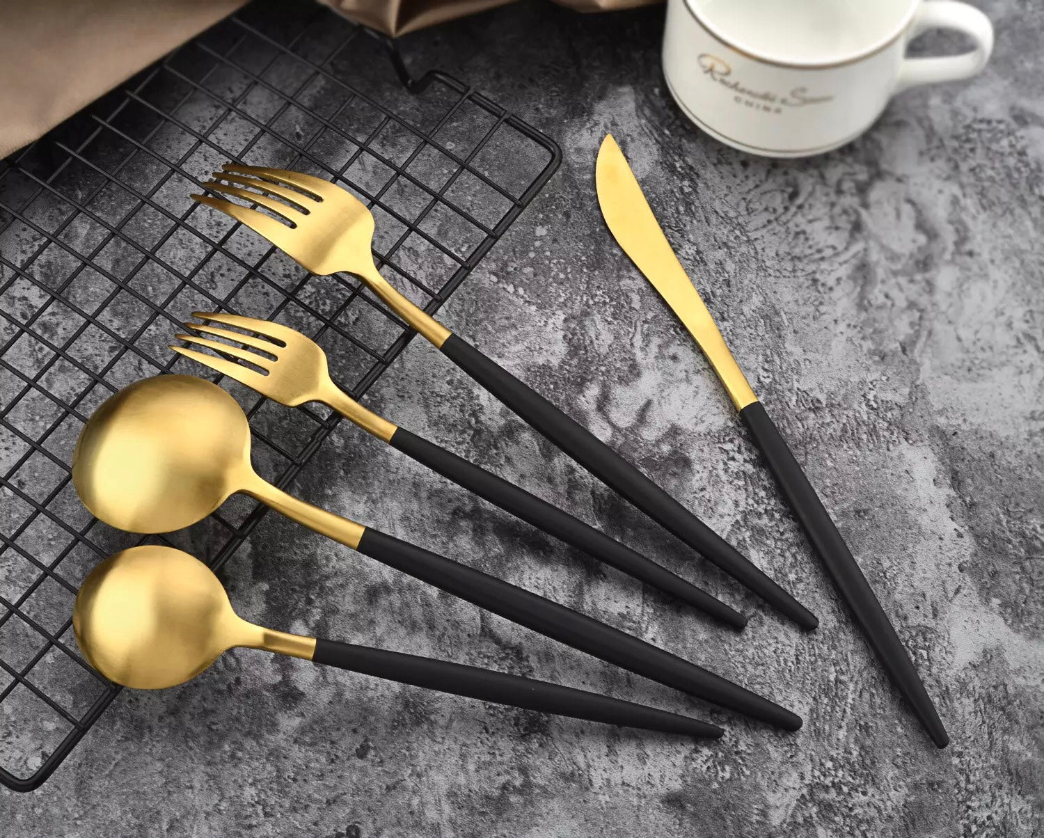 Carrie Black Gold Cutlery Set