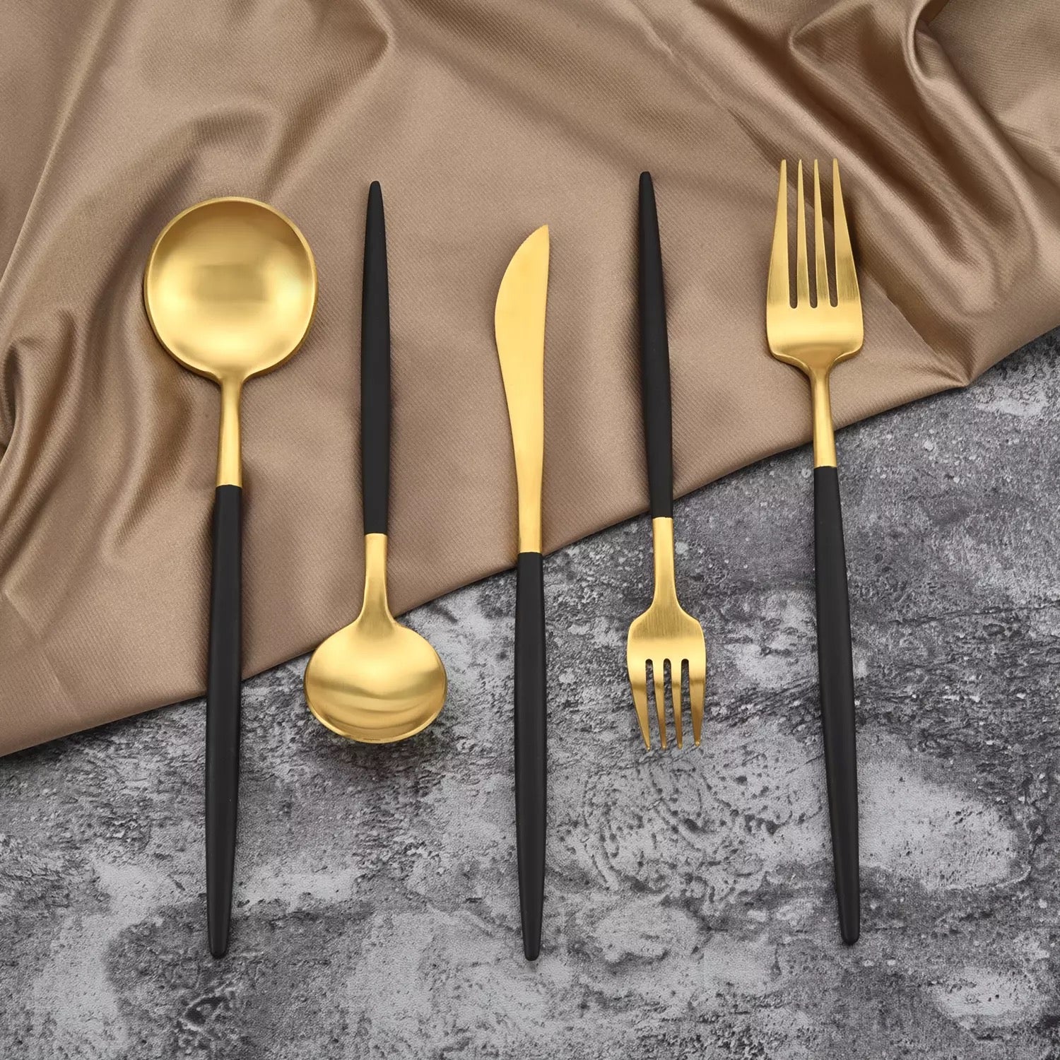 Carrie Black Gold Cutlery Set