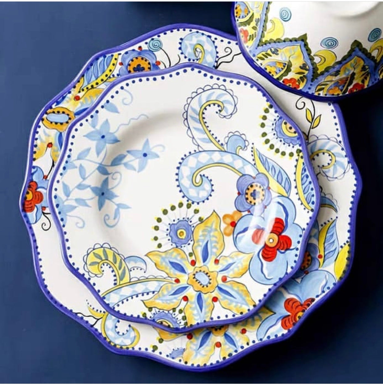 Oriental Pattern Dinner and Salad Plate Set