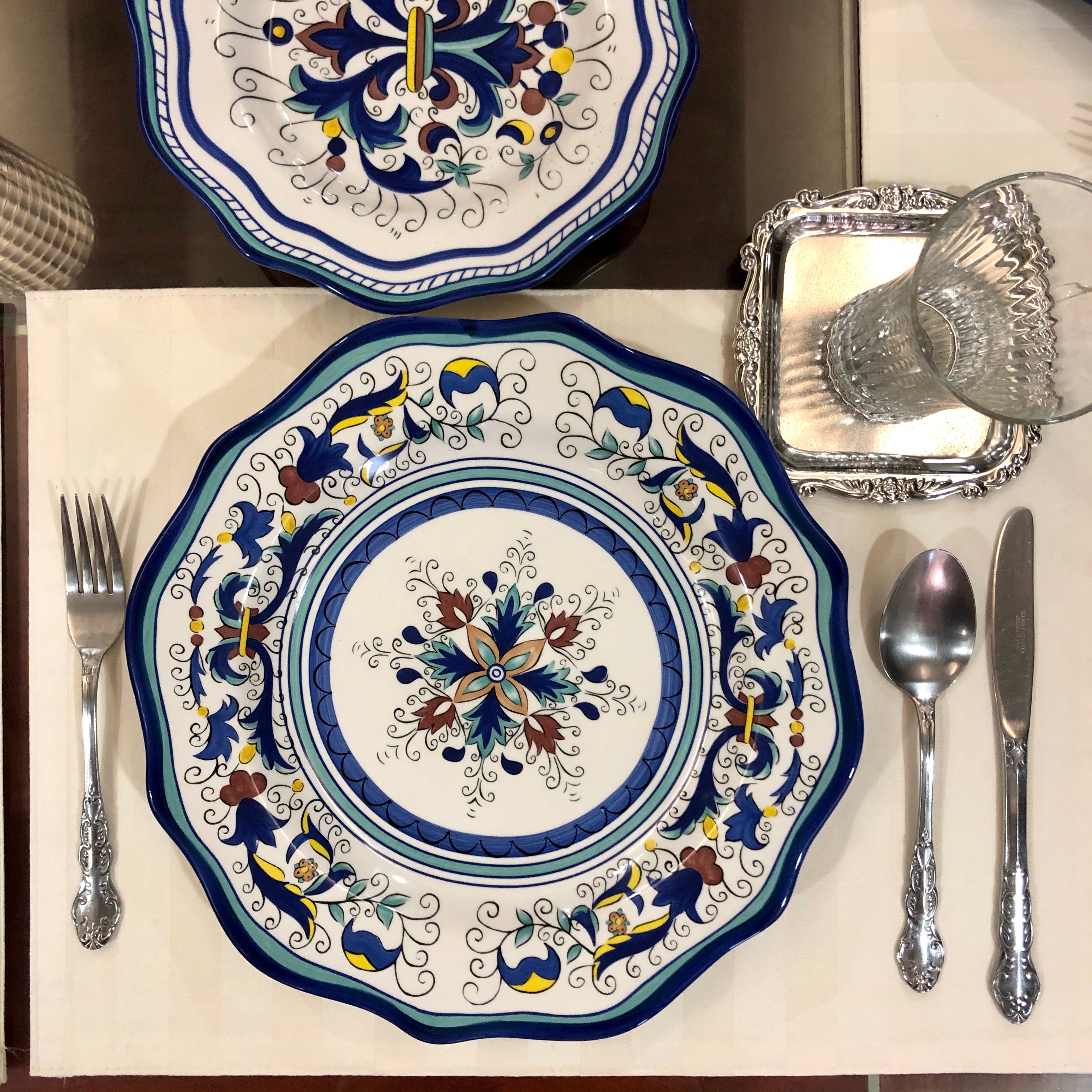 Blue Tile Dinner and Salad Plate Set