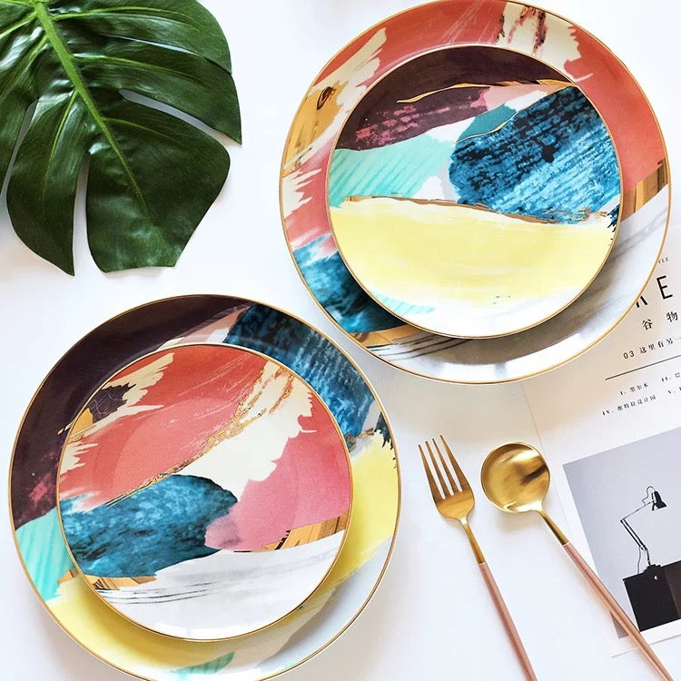 Abstract Splash Dinner Plates