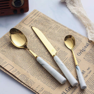 Marble Gold Cutlery Set