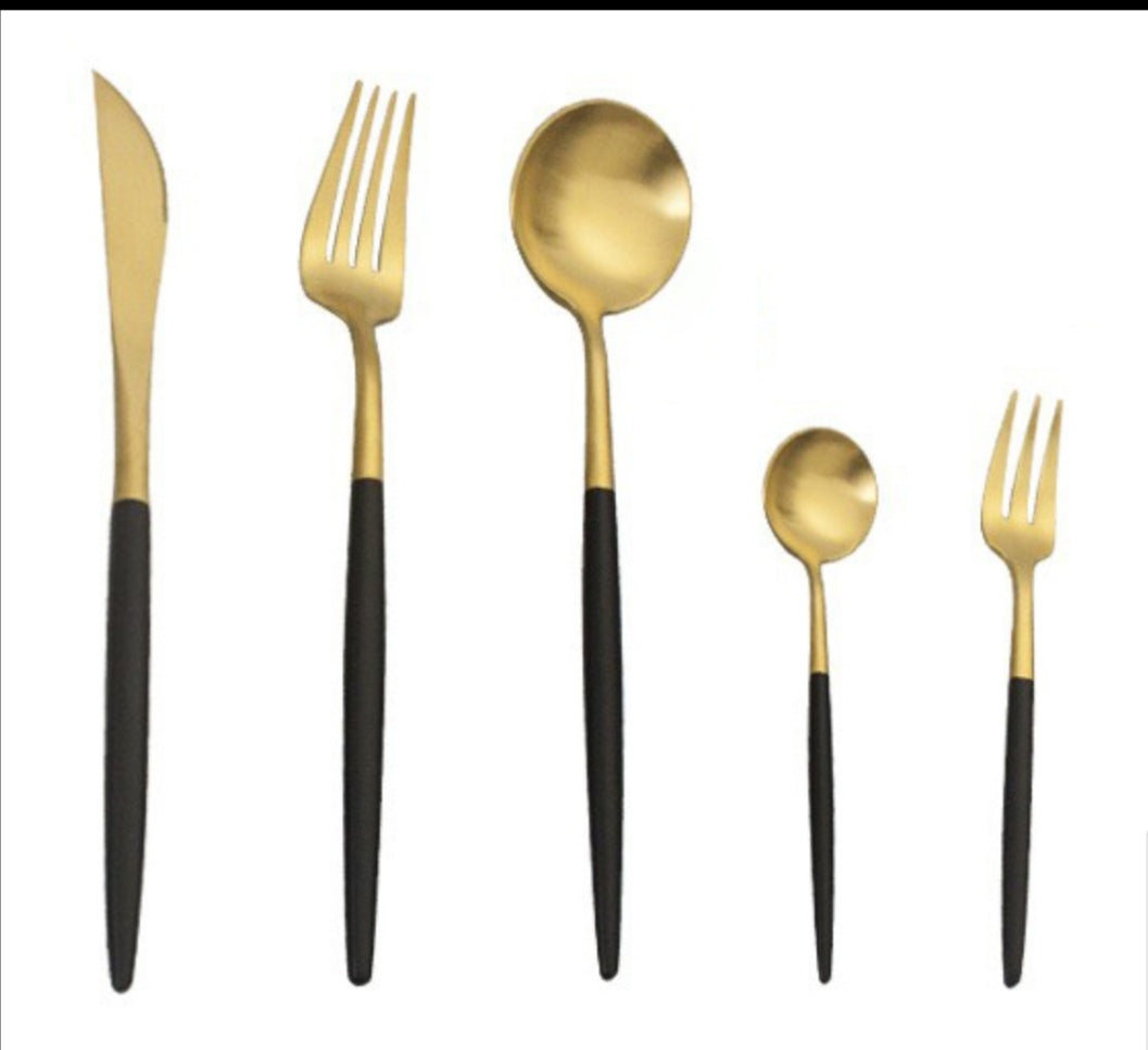 Carrie Black Gold Cutlery Set