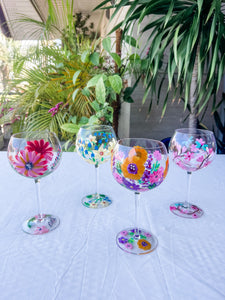 Marie Hand Painted Wine Glasses