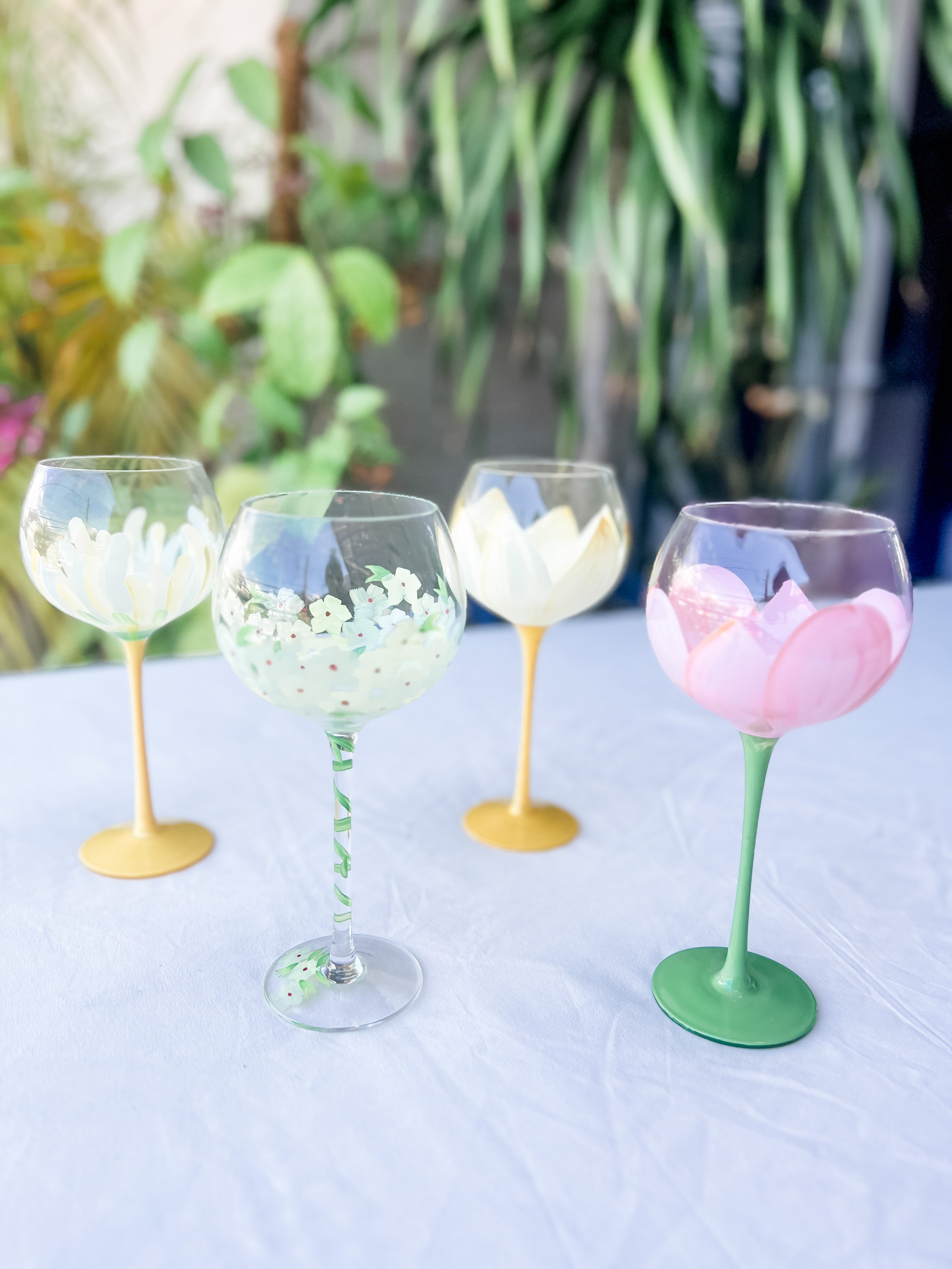 Pristine Hand Painted Wine Glasses