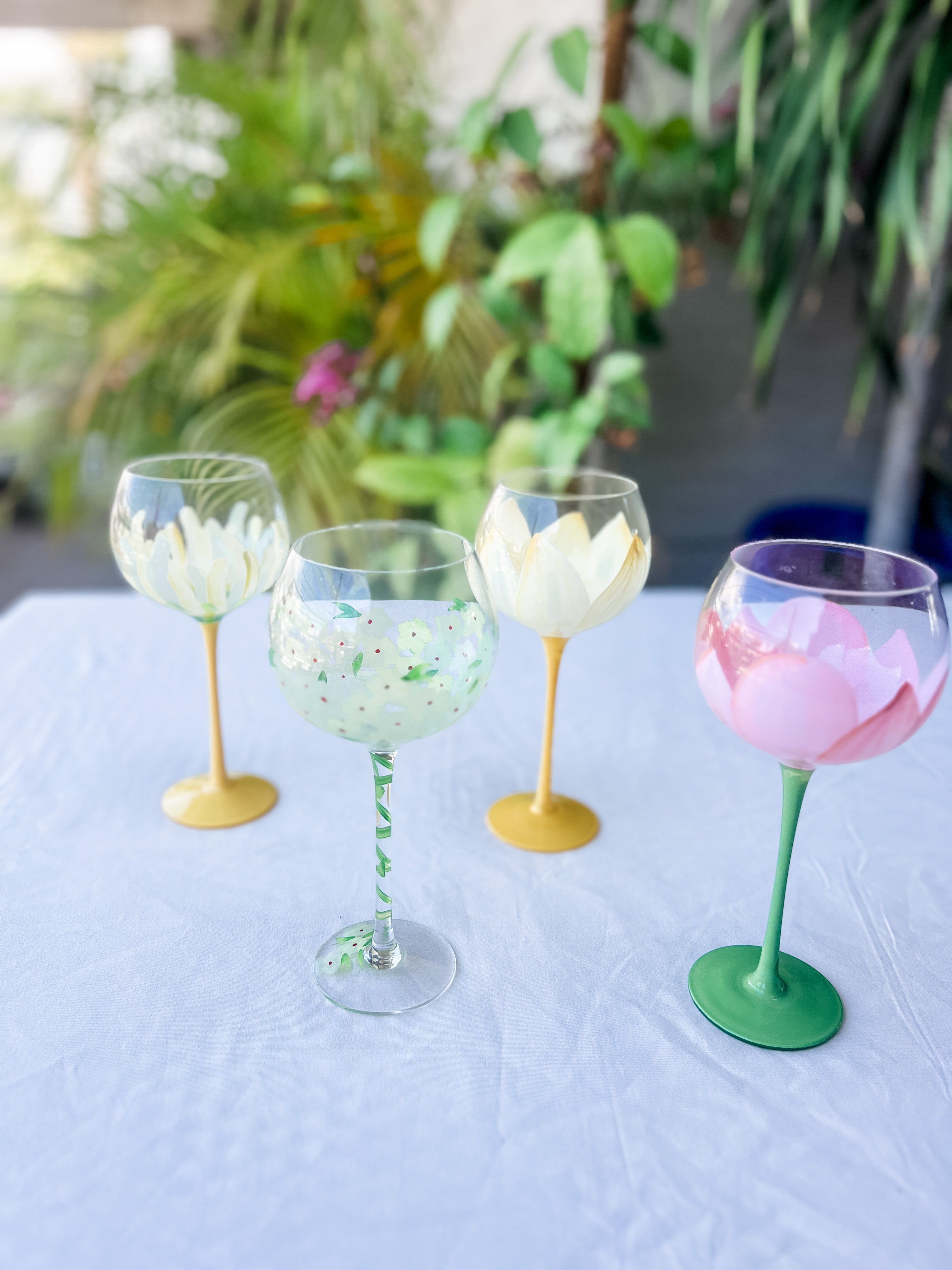 Pristine Hand Painted Wine Glasses