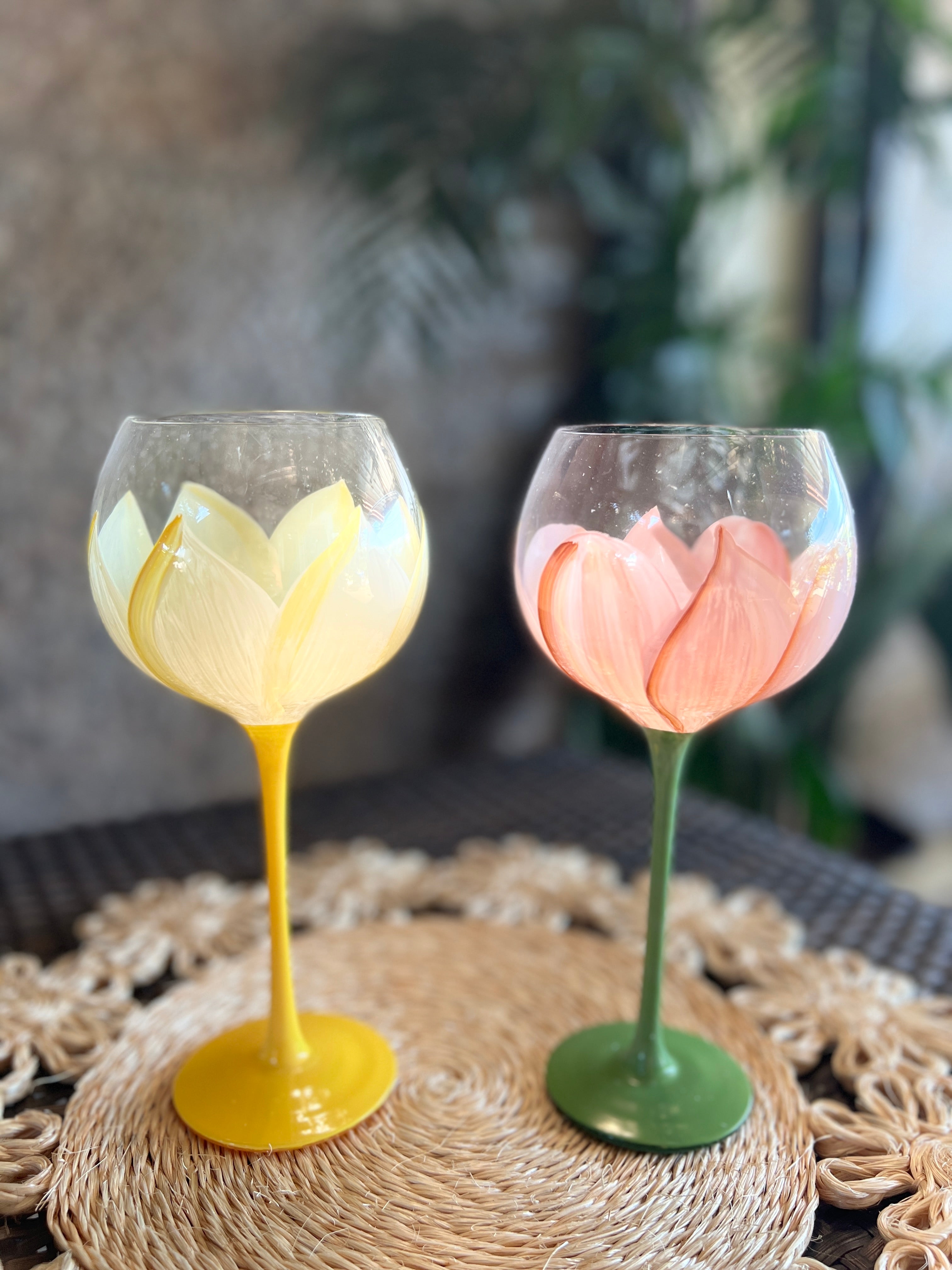 Pristine Hand Painted Wine Glasses