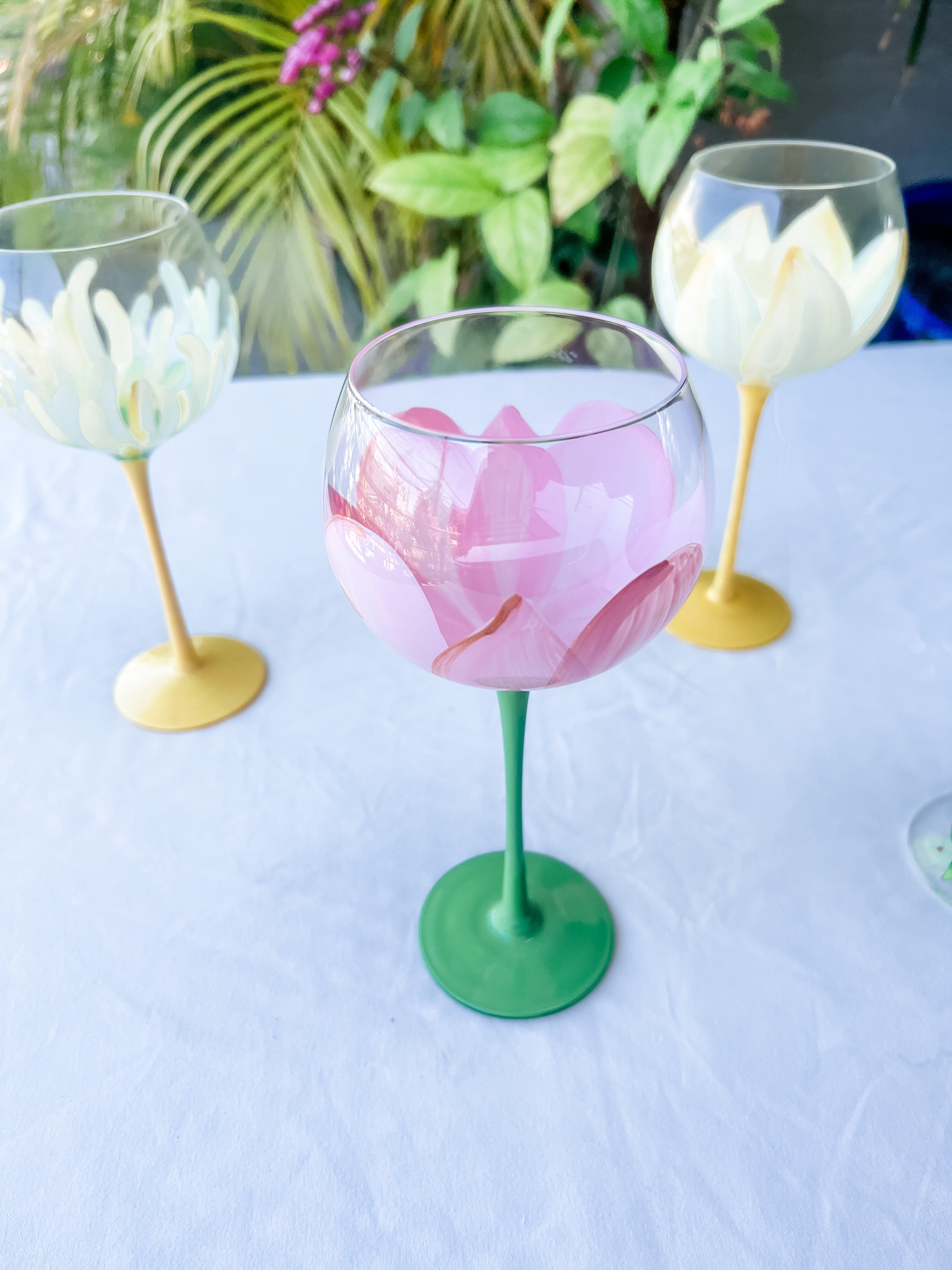 Pristine Hand Painted Wine Glasses