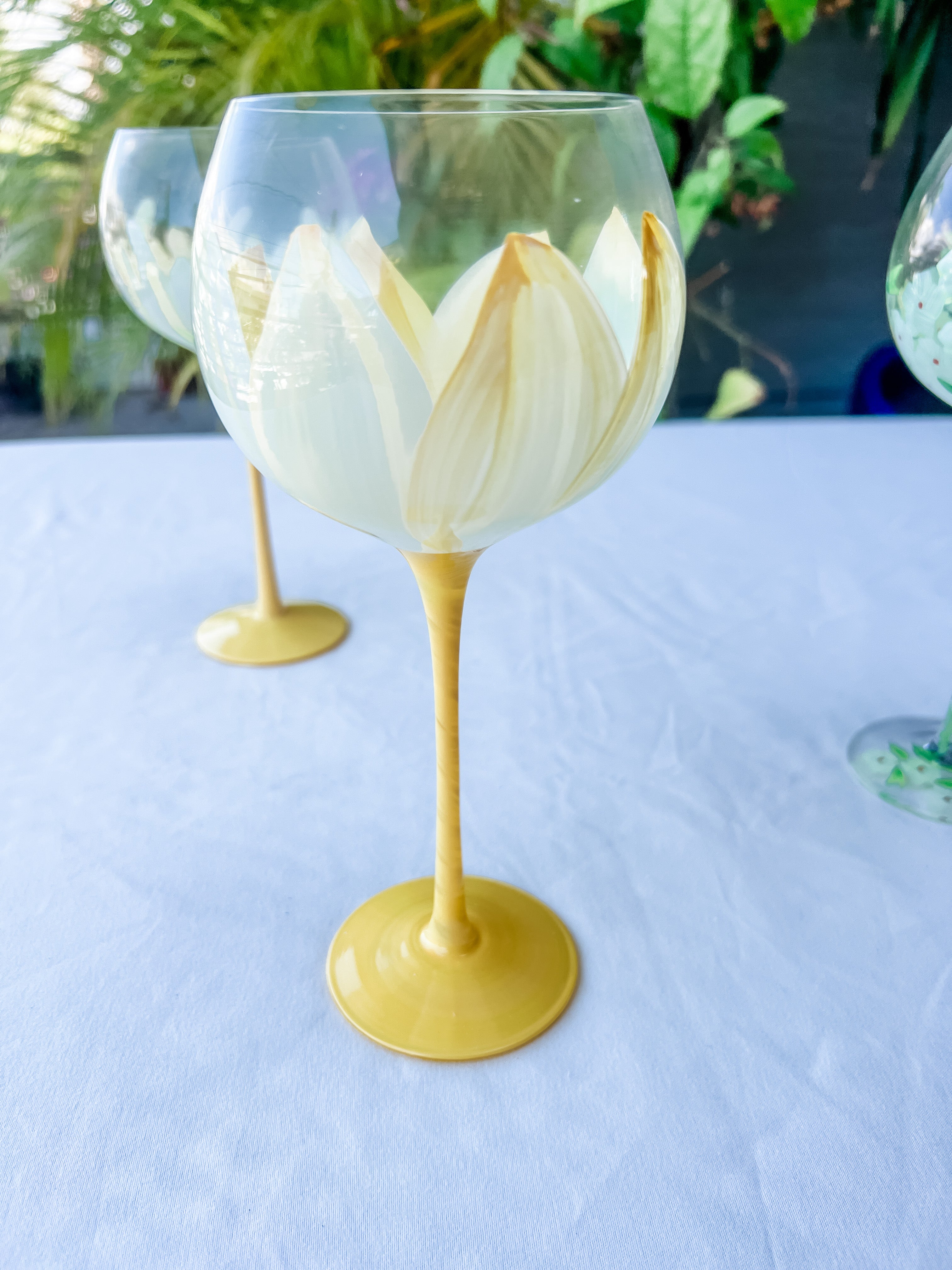 Pristine Hand Painted Wine Glasses