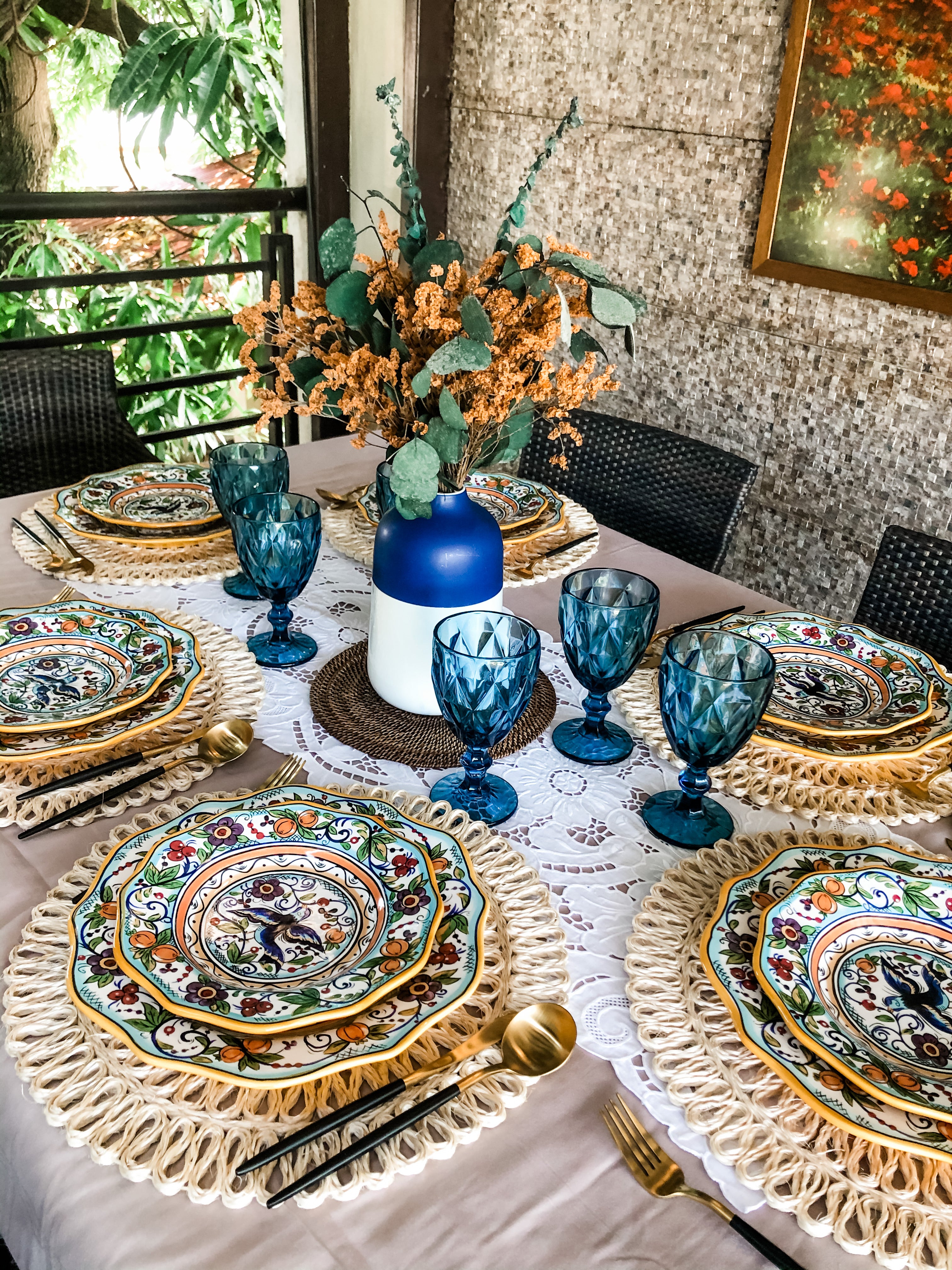 Eastern Blue Bird Dinner and Salad Plate Set