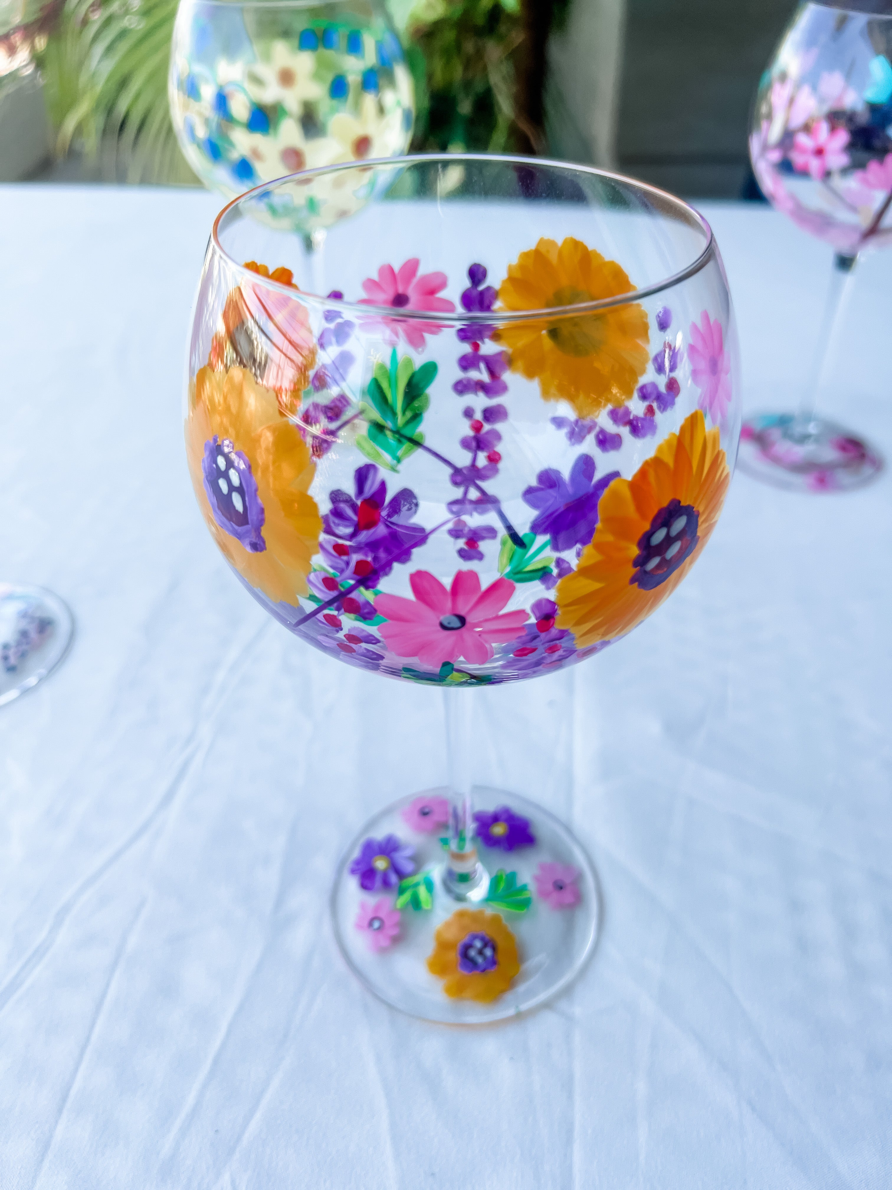 Marie Hand Painted Wine Glasses