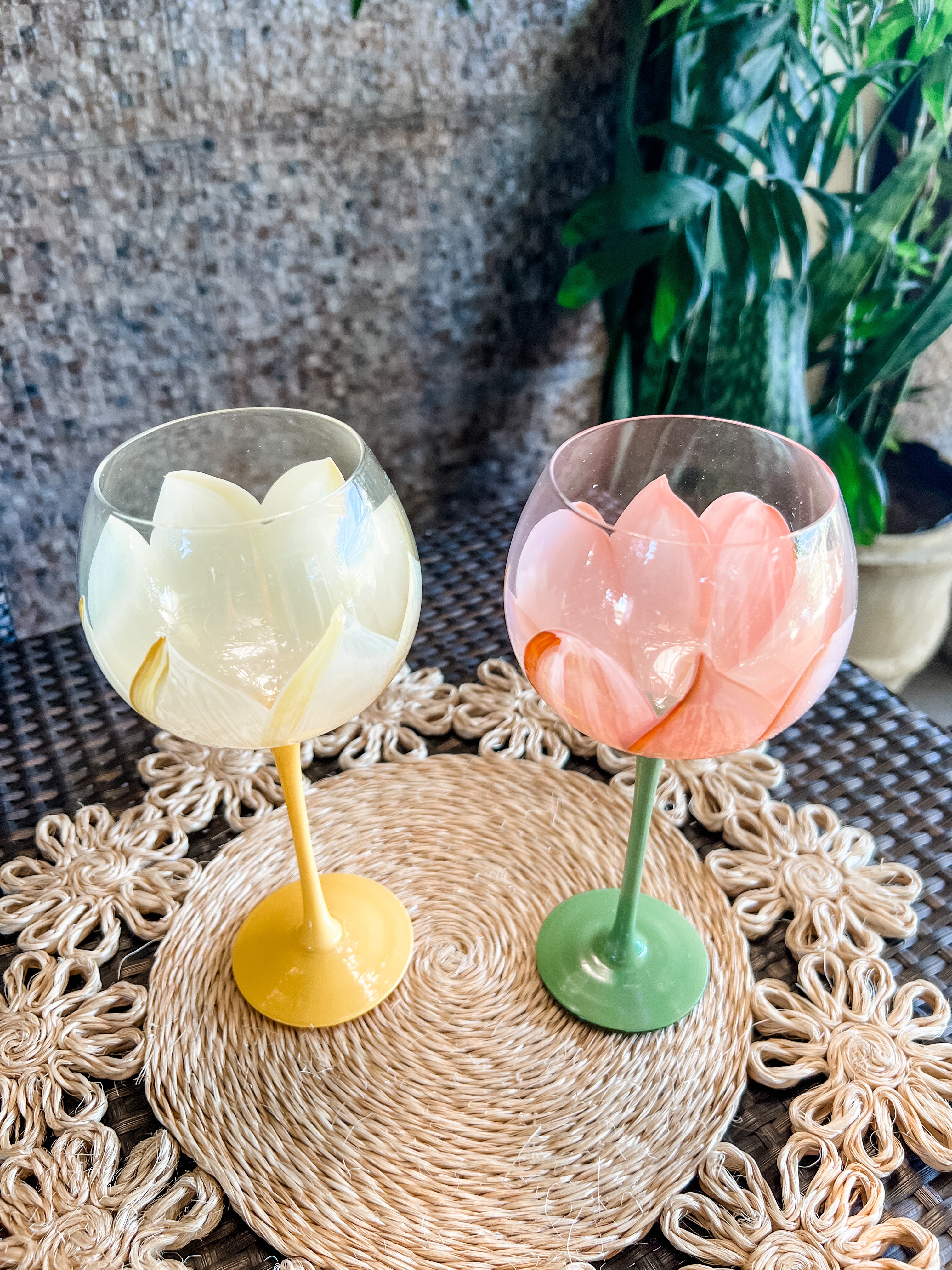 Pristine Hand Painted Wine Glasses