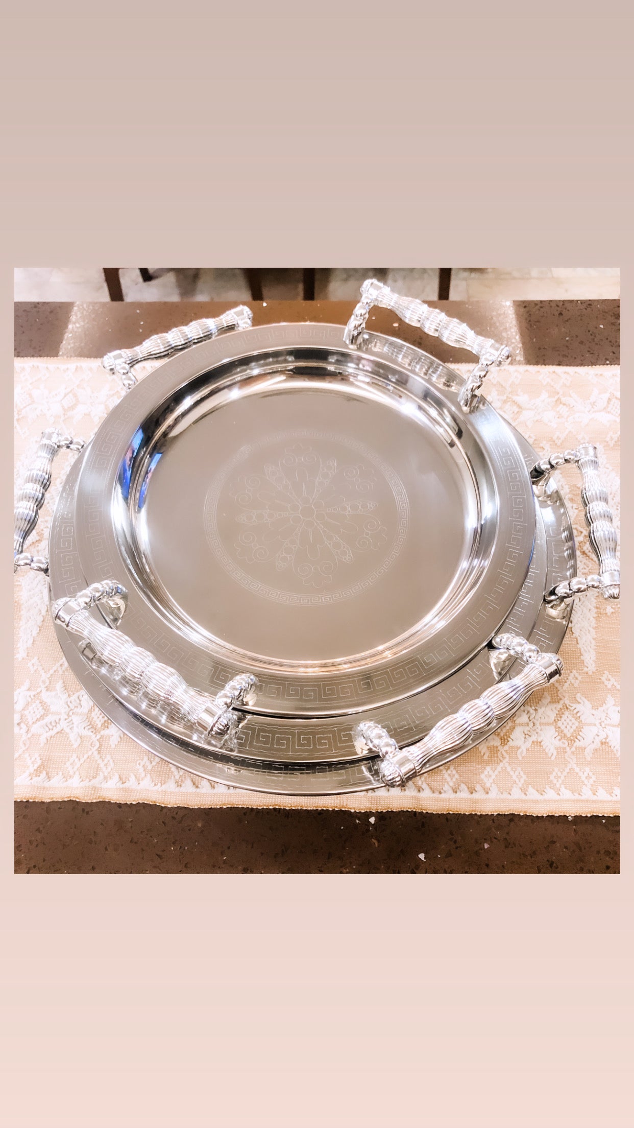 Vonnie Round Stainless Serving Tray Set