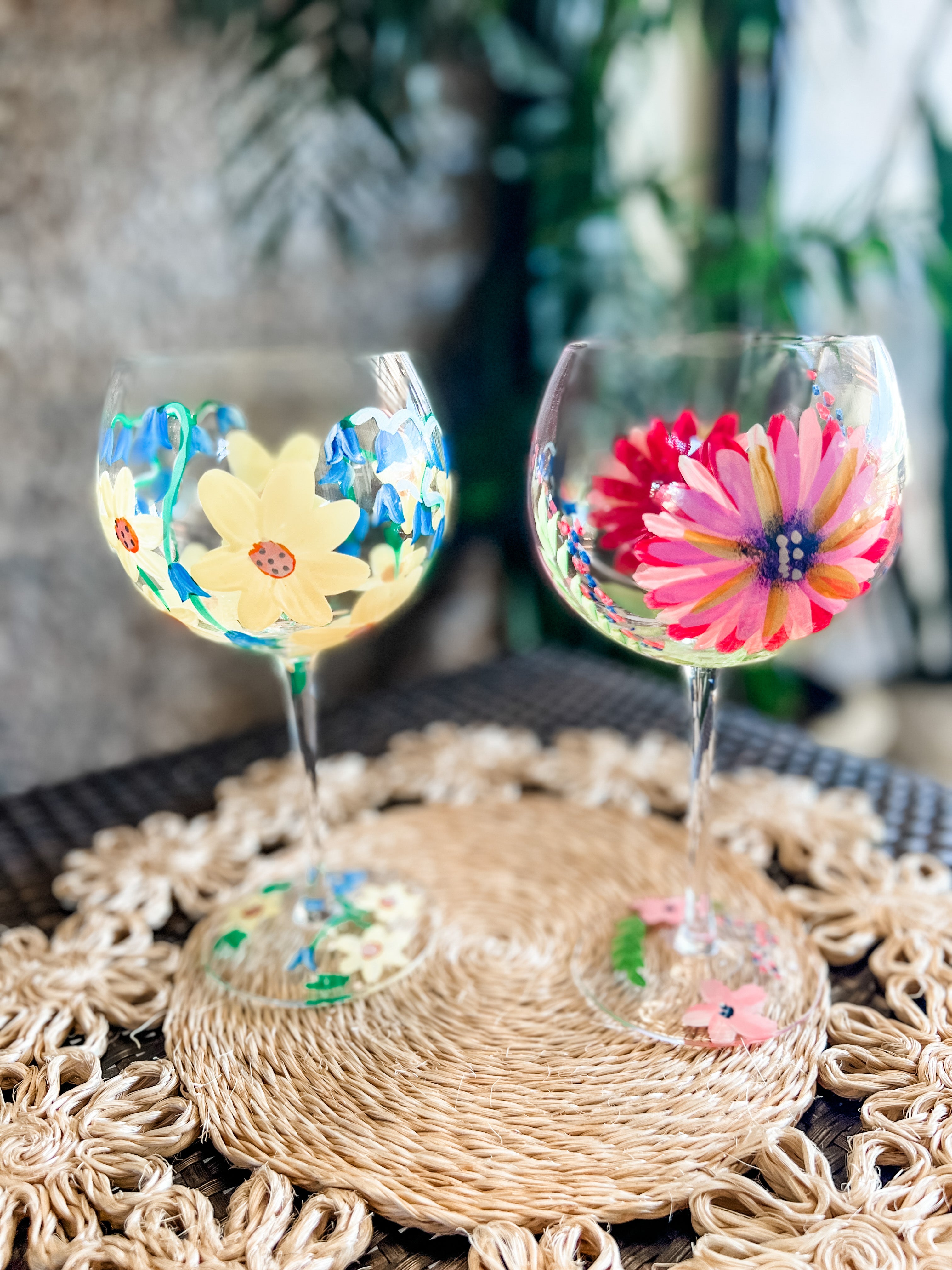 Marie Hand Painted Wine Glasses